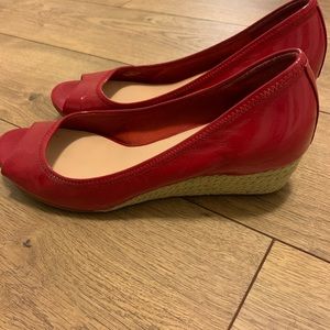 Cole Haan red  & tan low wedges size 8